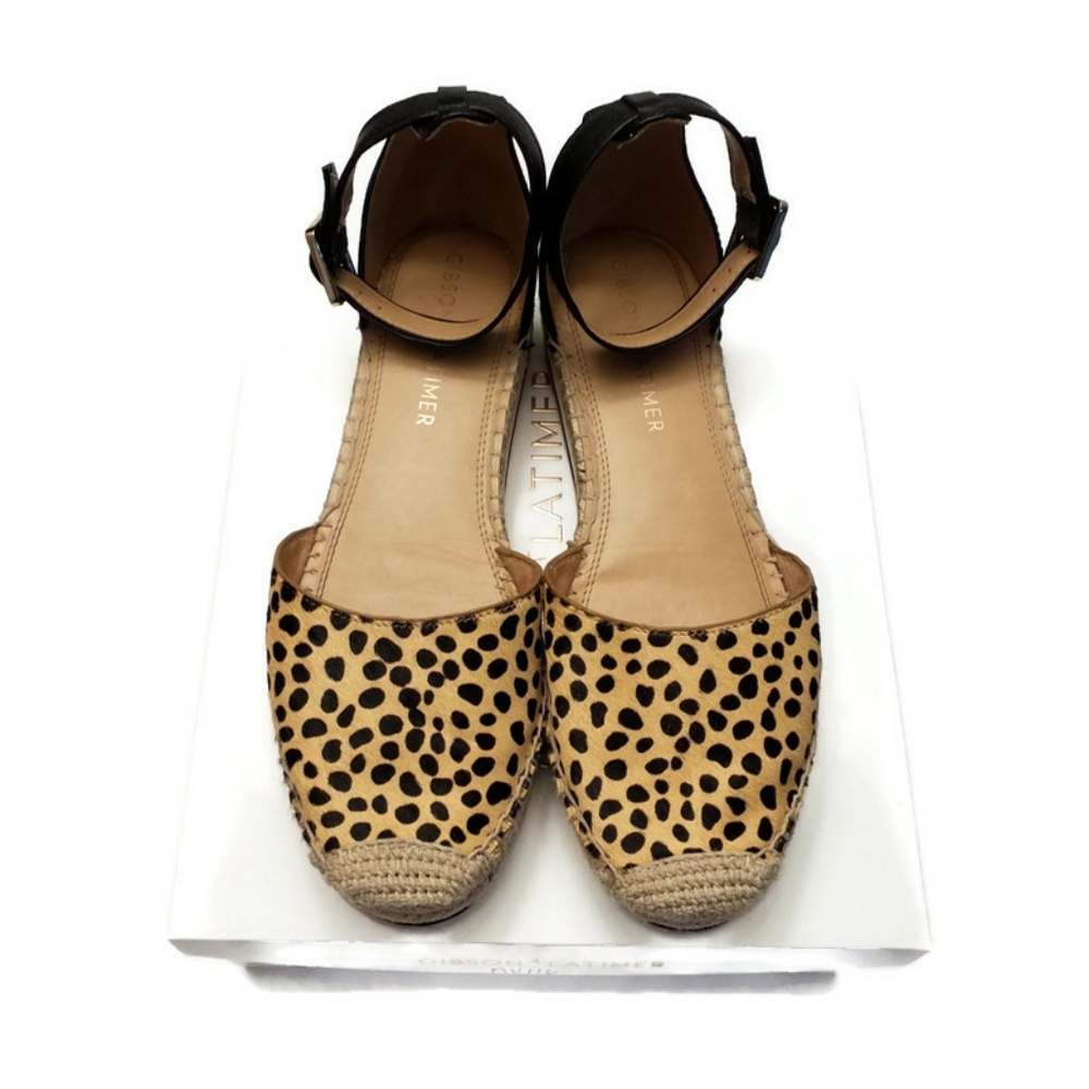 Gibson Latimer Esperanza Leopard Print Cow Hair Espadrille Shoe Womens 8.5